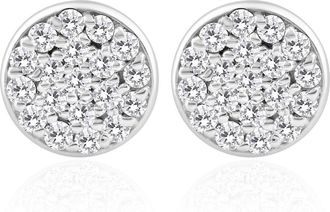 Pompeii3 3/8 Ct EX3 Lab Grown Diamond Pave Studs Womens Earrings Lab Grown 14k White Gold 8mm