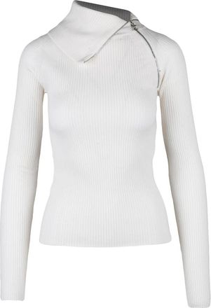 Sportmax Ribbed Turtleneck Sweater with Asymmetrical Zip Detail