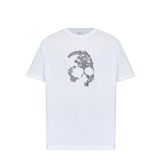 Alexander McQueen Lace Skull T-shirt - male - Alexander McQueen - T-Shirts - White - XL - Tops