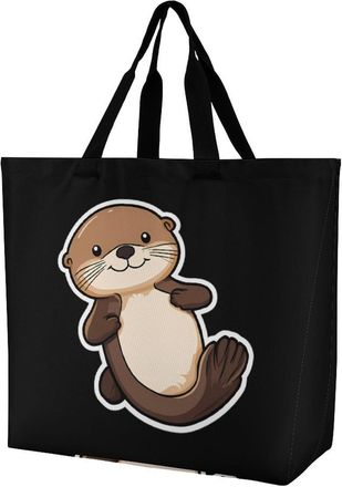 Generic Sea Otter Sticker Reusable Shopping Bags Large Capacity Grocery Bag Heavy Duty Tote for Women 40x40x16cm