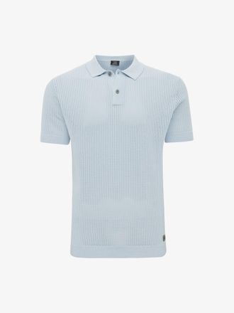 Genti Structuur Polo | Lichtblauw