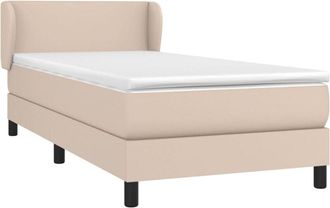 vidaXL Cama Box Spring Con Colch&oacute;n Cuero Sint&eacute;tico Capuchino 80x200 Cm Vidaxl