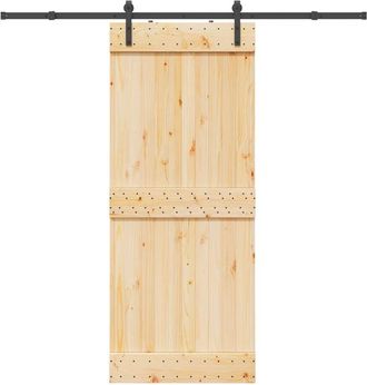 vidaXL Puerta Corredera Con Herrajes Madera Maciza De Pino 85x210 Cm Vidaxl