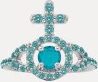 Vivienne Westwood Olympia Ring -Platinum-turquoise-dark-turquoise-cz -Platinum-turquoise-dark-turquoise-cz Unisex