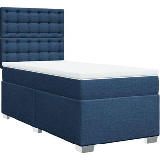 vidaXL Cama Box Spring Con Colch&oacute;n Tela Azul 100x200 Cm Vidaxl