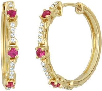 Bony Levy El Mar Hoop Earrings in 18K Yellow Gold Ruby at Nordstrom