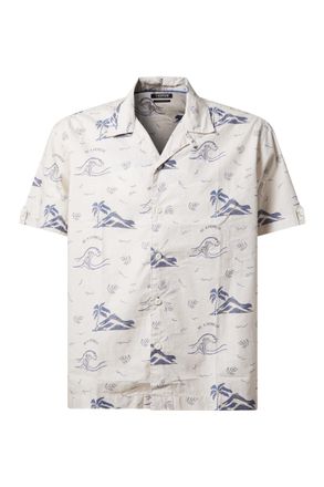 Pioneer Authentic Jeans Kurzarmhemd SHIRT 1/2 BOWLING, Herren, Gr. XL, N-Gr, beige (silber lining), Web, Obermaterial: 85% Baumwolle, 15% Leinen, PIONEER AUTHENTIC JEANS, bed