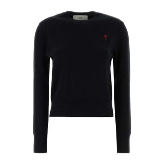Ami Round-neck Knitwear, female, Black, Size: XS Knitwears