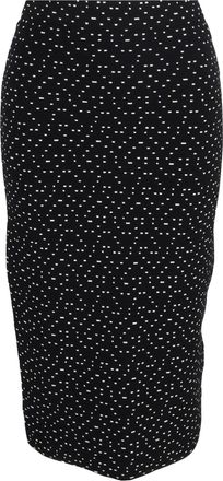 Emporio Armani Dot Printed Knee Length Pencil Skirt in Black Viscose
