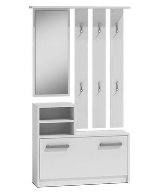 Topeshop Vittoria - Mueble Recibidor Moderno 6 Ganchos + Espejo + Zapatero - 180x85x24 - Guardarropa
