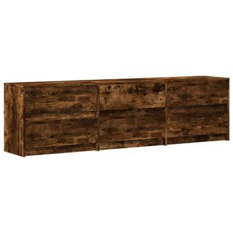 Berkfield Home TV Cabinet with LED Smoked Oak 180x34x50 cm Engineered Wood in Brown | Size: 180 x 34 x 50 cm