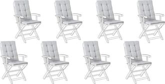 Beliani Conjunto De 8 Cojines Para Asiento Y Respaldo De Sillas De Exterior Con Lazos Gris Jaspeado Maui