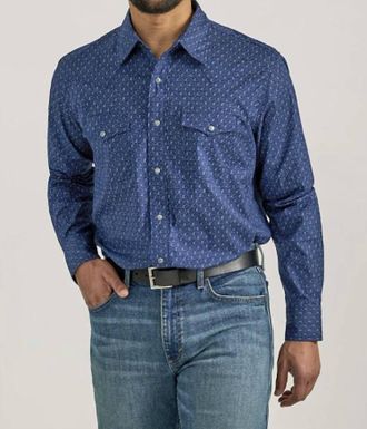 Wrangler Mens Comfort Snap Long Sleeves In Navy