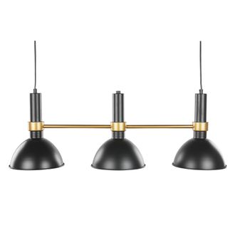 Beliani L&aacute;mpara De Techo De Metal Negro Dorado Pantallas Redondas 107 Cm 3 Luces En Riel Retro Tradicional Sala De Estar Comedor Beles