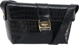 Ferragamo Pre-owned Cross Body Bags, female, Black, Size: ONE SIZE Pre-owned Leather Crossbody Bag