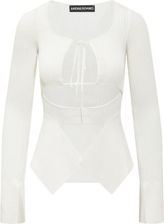 Andreadamo White Knitted Scoop Neck Top