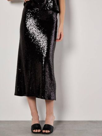 Apricot Sequin Bias Cut Midi Skirt In Black