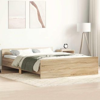 vidaXL Estructura De Cama Con Cabecero Piecero Roble Sonoma 135x190 Cm Vidaxl