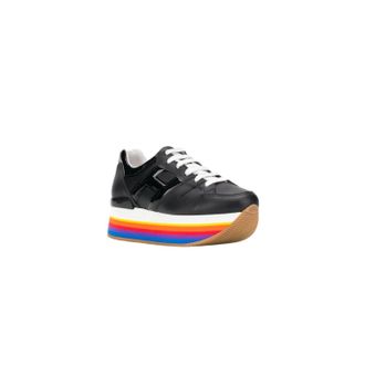 Hogan Womens Micro Rainbow Platform Sneakers In Black Multi