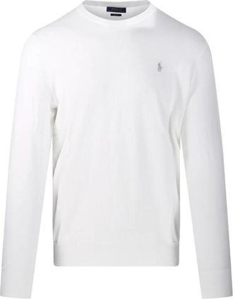 Ralph Lauren Katoenen Sweater met Ronde Hals - Heren - Ronde hals truien - Wit - 2XL - Katoen - Truien & Vesten