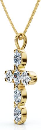 Pompeii3 3/4Ct Oval Diamond Cross 14k Gold 18 Necklace 3/4 Tall