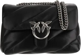 Pinko Quilted Nappa Leather Shoulder Bag With Love Birds Buckle