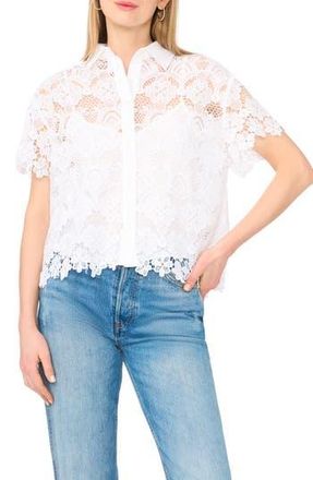 Ted Baker Lace Button-Up Shirt in Ultra White at Nordstrom Rack, Size 10