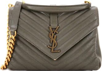 Saint Laurent Classic Monogram College Bag Matelasse Chevron Leather Medium crossbody bag - Groen