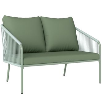 OEM Divano Da Giardino A 2 Posti In Resina Intrecciata Verde 112 Cm