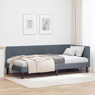 vidaXL Vidaxl Cornice Del Letto Ad Angolo Grigio Scuro 100 X 200 Cm Velluto