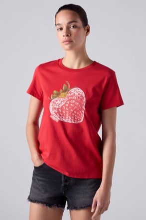 Levi's Camiseta Perfect - Mujer - L - Rojo / Lse_Heart Strawberry Urban Red