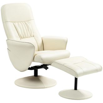 HOMCOM Sill&oacute;n reclinable otomana 76x81x101 cm crema