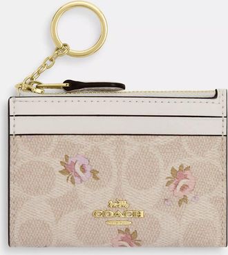 Coach Mini Skinny Id Case In Signature Canvas With Floral Print
