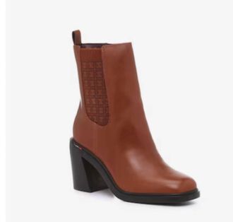 Franco Sarto Womens Paula Stacked Block Heel Bootie In Brown