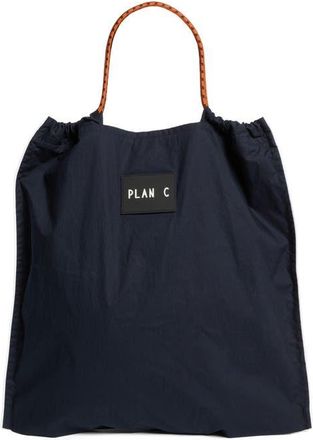 Plan C Cotton Shopper Tote in Blue Black at Nordstrom
