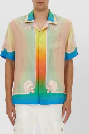 Casablanca printed shell motif camp collar shirt