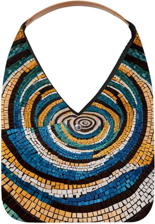 Generic Mosaic Spiral Pattern Reusable Lightweight Grocery Bags - Foldable Into Compact Pouch, Washable & Sturdy, Multipurpose for Shopping and Travel