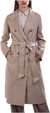Marella Belted Coat - Dames - Jas met riem - Beige - XS - Leer - Jassen
