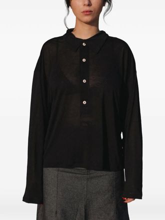 BASERANGE Seal lyocell polo top - Black
