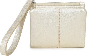 Generic Womens Faux Leather Wristlet Pouch, Zip Top Clutch with Wrist Strap, Textured Grain (Gold)
