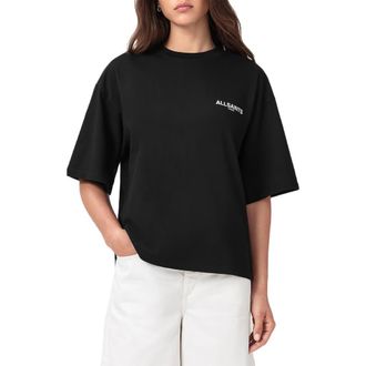 AllSaints Guardian Amelie Oversize Cotton Graphic T-Shirt in Black at Nordstrom, Size Medium