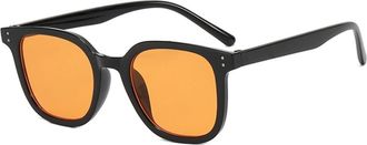 Generic Square Frame Womens Outdoor Vacation Sunglasses Mens Daily Commuting Sports Sun Glasses(Orange)