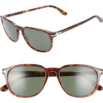 Persol 55mm Square Sunglasses in Havana/Green Solid at Nordstrom