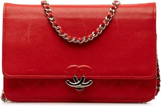 Chanel 2018 CC Lambskin Wallet on Chain crossbody bag - women - Leather - One Size - Red