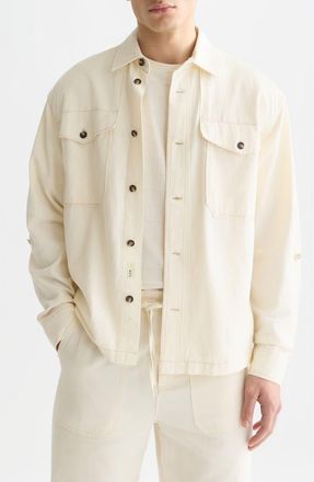 Scotch & Soda Cotton & Linen Overshirt in Eggnog at Nordstrom, Size Xx-Large