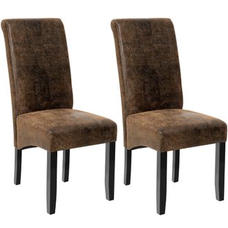 TecTake Dining Chair Set Of 2 - Antique Brown in Dark Brown | Size: 2 Pack