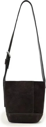 AllSaints Mini Alba Suede Crossbody Hobo Bag in Bitter Brown at Nordstrom