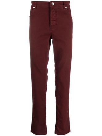 Brunello Cucinelli mid-rise straight-leg jeans - men - Cotton/Cotton/Elastane/Leather - 62 - Red