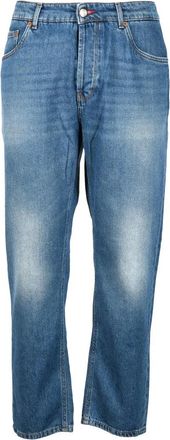 Camouflage Blue Cotton Jeans