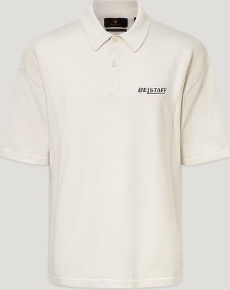 Belstaff Competition Knitted Polo Mens Lightweight Organic Cotton Chalk Size 2XL